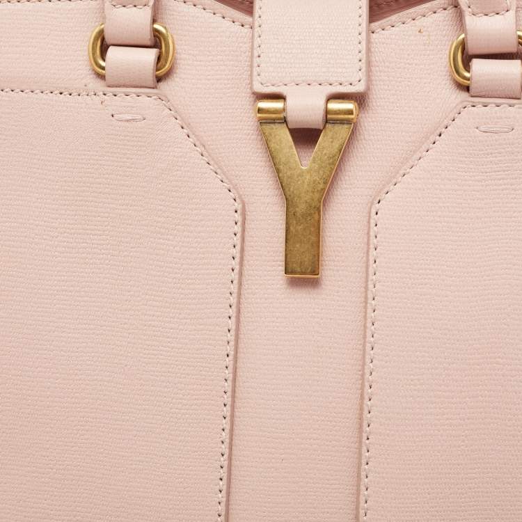 Pre Owned Yves Saint Laurent Light Pink Leather Small Y-Ligne Cabas Tote