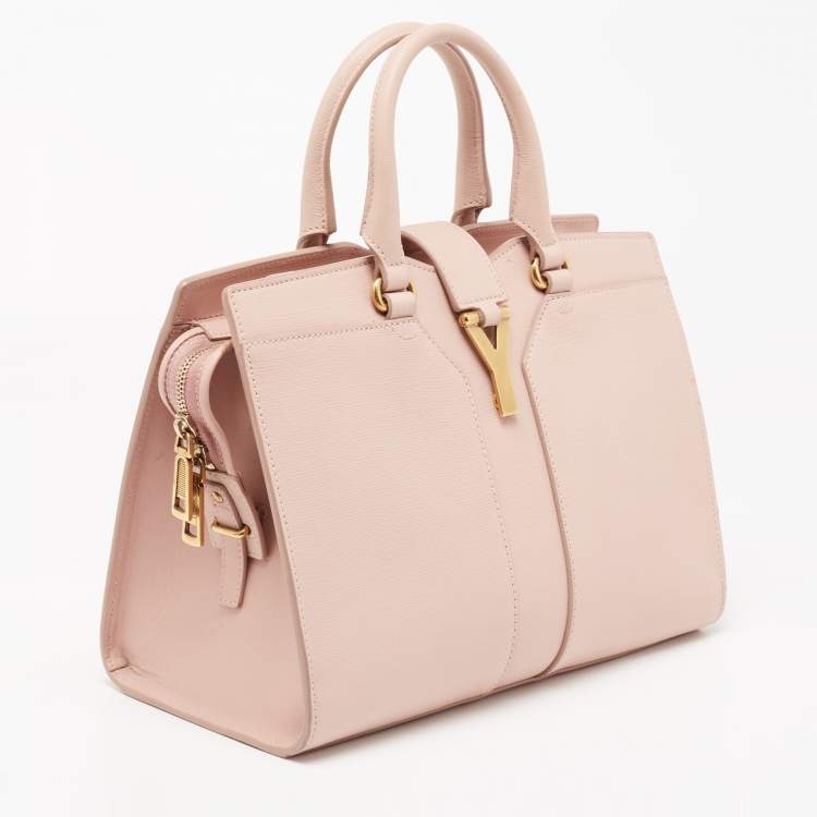 Pre Owned Yves Saint Laurent Light Pink Leather Small Y-Ligne Cabas Tote