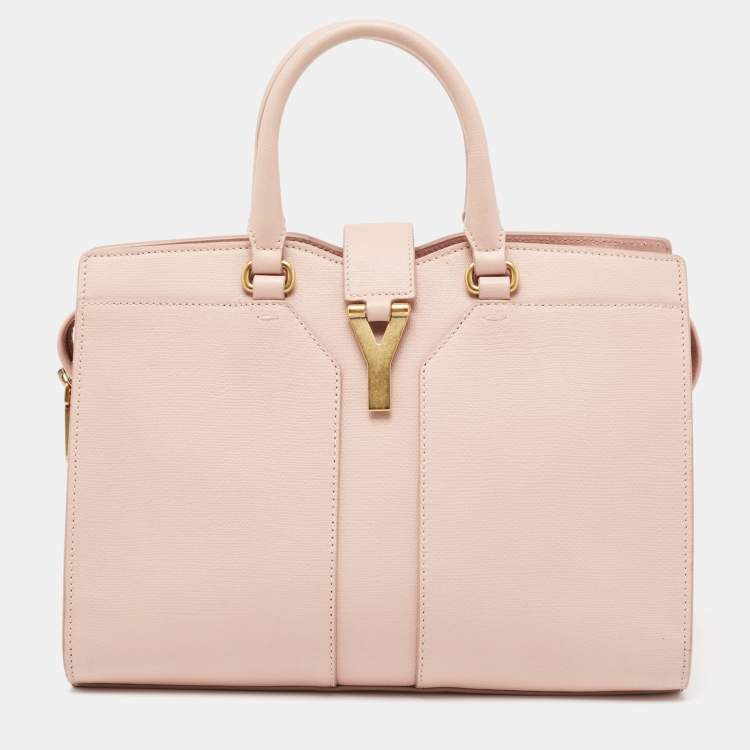 Pre Owned Yves Saint Laurent Light Pink Leather Small Y-Ligne Cabas Tote