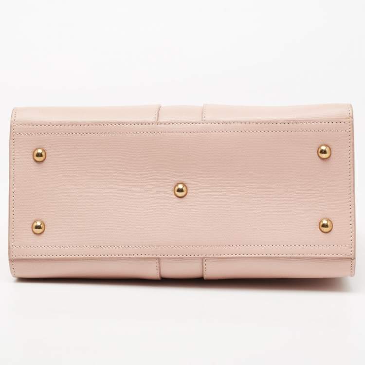 Pre Owned Yves Saint Laurent Light Pink Leather Small Y-Ligne Cabas Tote