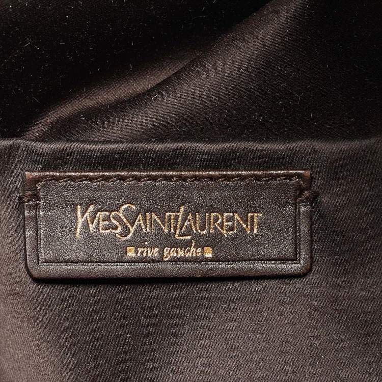 Pre Owned Yves Saint Laurent Off White Croc Embossed Patent Leather Large Downtown Tote