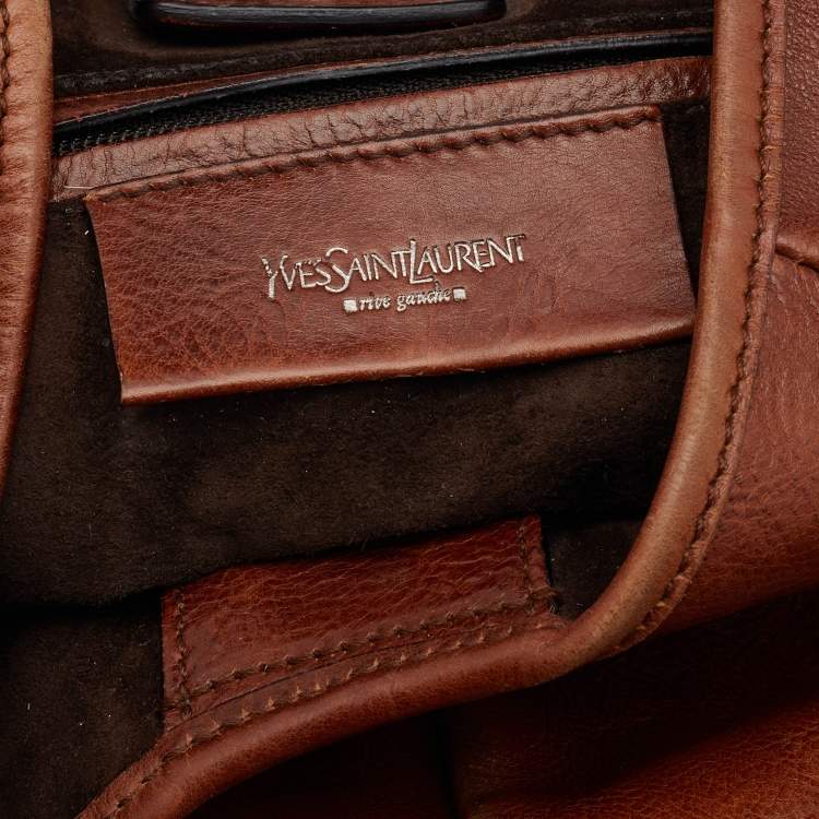 Pre Owned Yves Saint Laurent Brown Leather Mombasa Horn Hobo