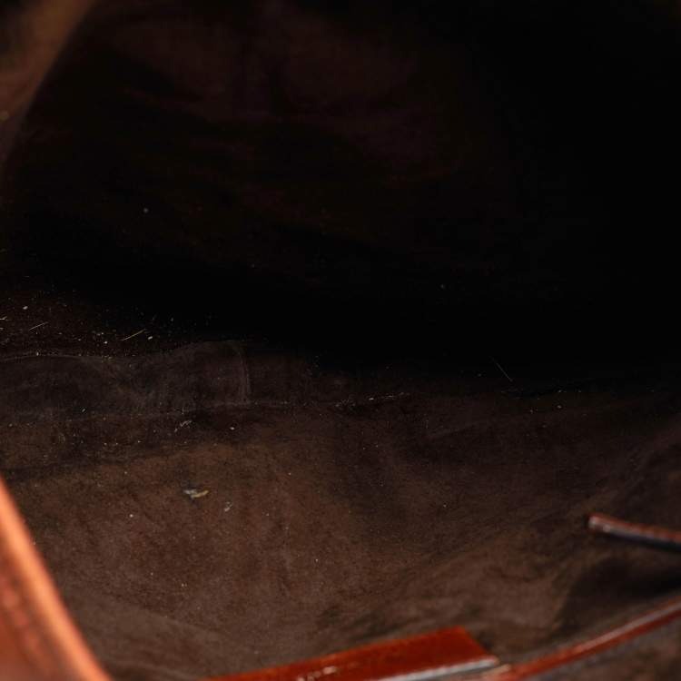 Pre Owned Yves Saint Laurent Brown Leather Mombasa Horn Hobo