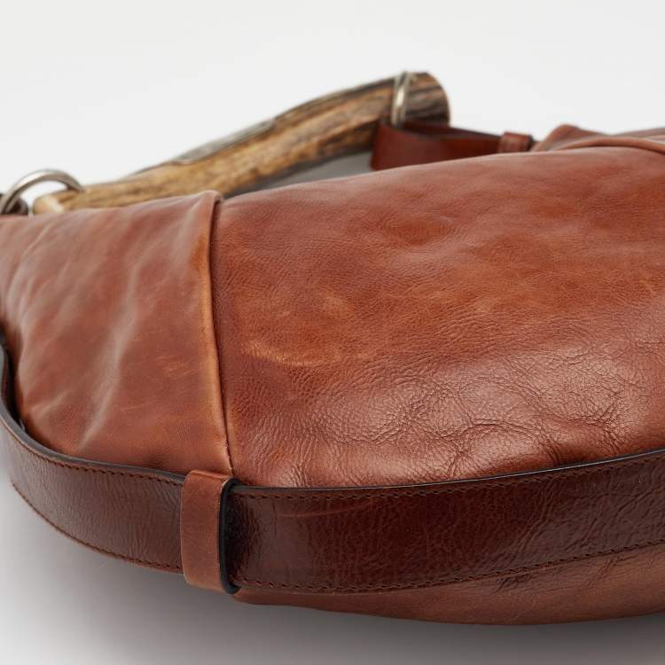 Pre Owned Yves Saint Laurent Brown Leather Mombasa Horn Hobo