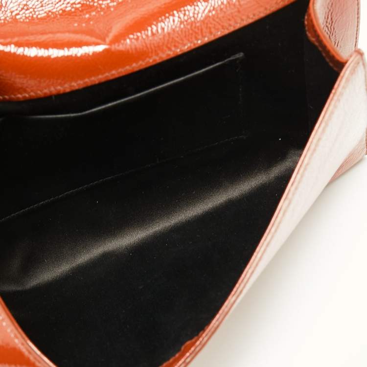 Pre Owned Yves Saint Laurent Rust Patent Leather Belle De Jour Flap Clutch