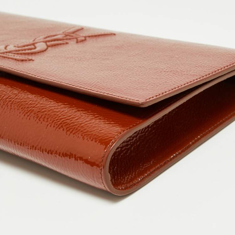 Pre Owned Yves Saint Laurent Rust Patent Leather Belle De Jour Flap Clutch