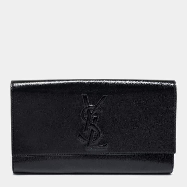 Pre Owned Yves Saint Laurent Black Patent Leather Belle De Jour Flap Clutch