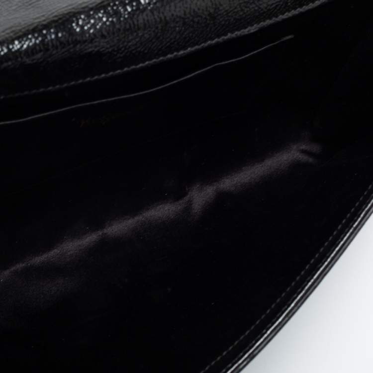 Pre Owned Yves Saint Laurent Black Patent Leather Belle De Jour Flap Clutch