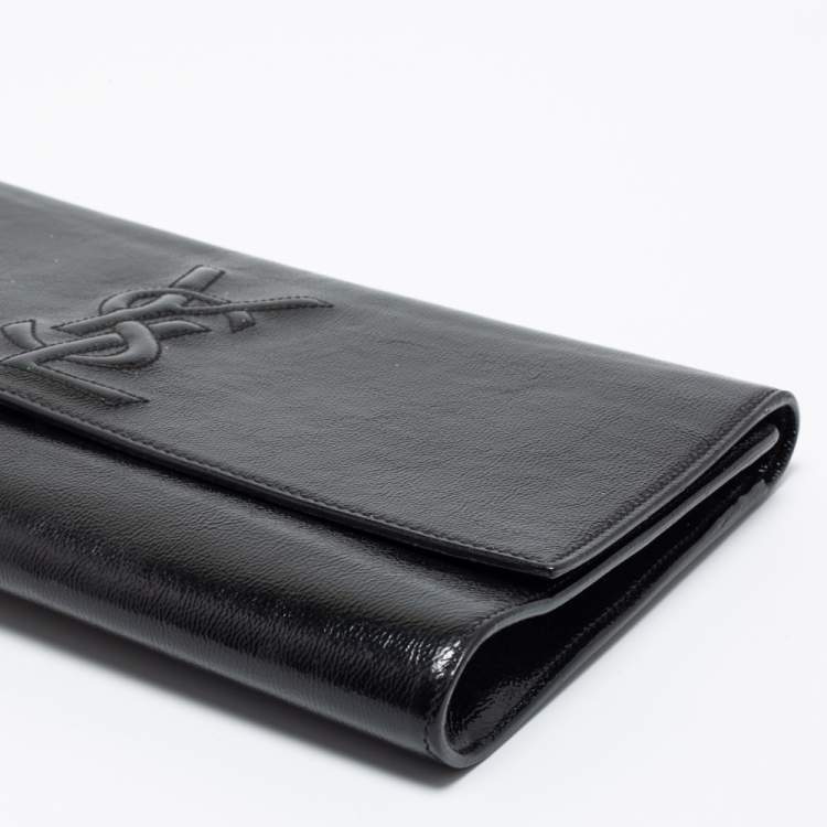 Pre Owned Yves Saint Laurent Black Patent Leather Belle De Jour Flap Clutch
