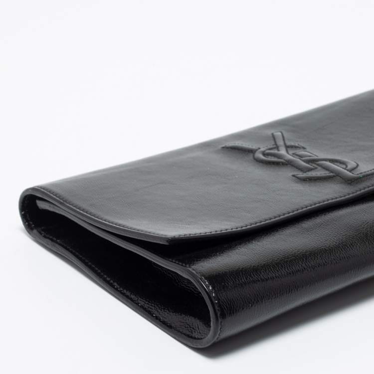 Pre Owned Yves Saint Laurent Black Patent Leather Belle De Jour Flap Clutch