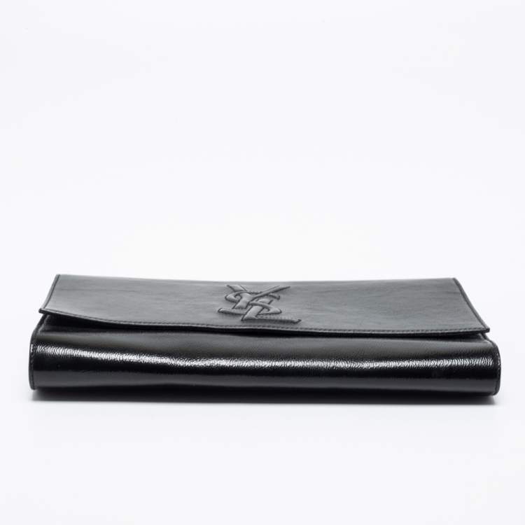 Pre Owned Yves Saint Laurent Black Patent Leather Belle De Jour Flap Clutch