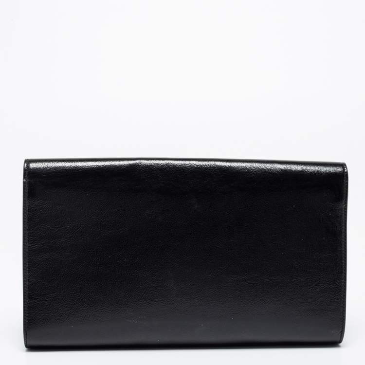 Pre Owned Yves Saint Laurent Black Patent Leather Belle De Jour Flap Clutch