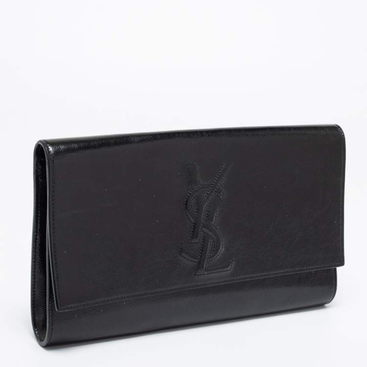 Pre Owned Yves Saint Laurent Black Patent Leather Belle De Jour Flap Clutch