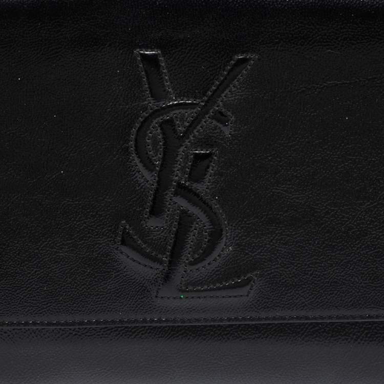 Pre Owned Yves Saint Laurent Black Patent Leather Belle De Jour Flap Clutch