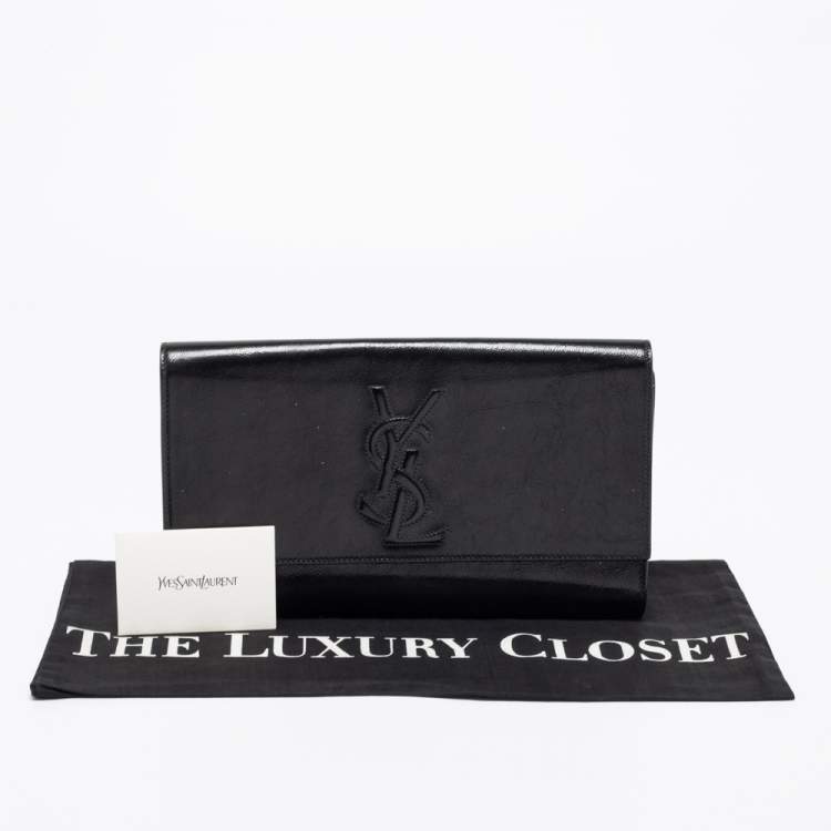 Pre Owned Yves Saint Laurent Black Patent Leather Belle De Jour Flap Clutch