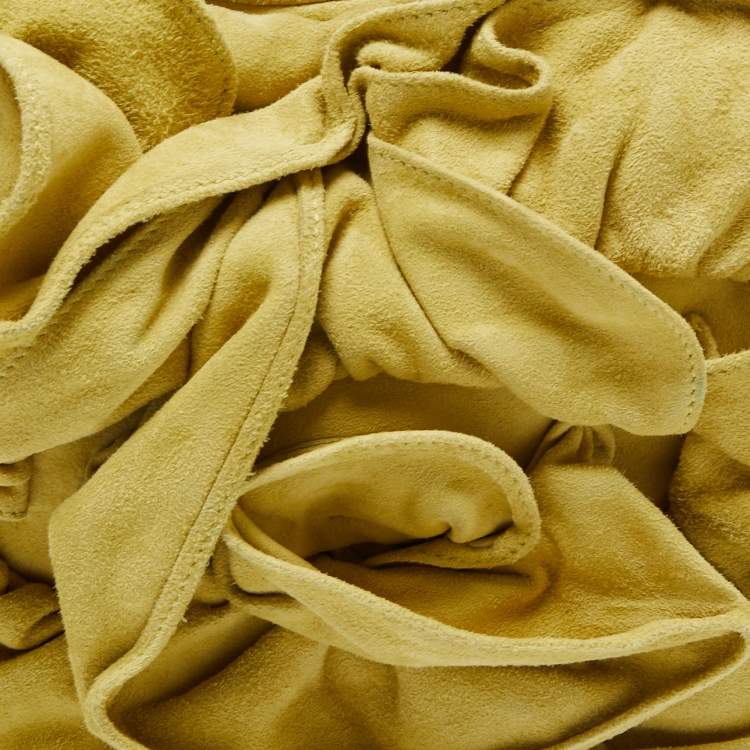 Pre Owned Yves Saint Laurent Mustard Yellow Suede Petal Nadja Hobo