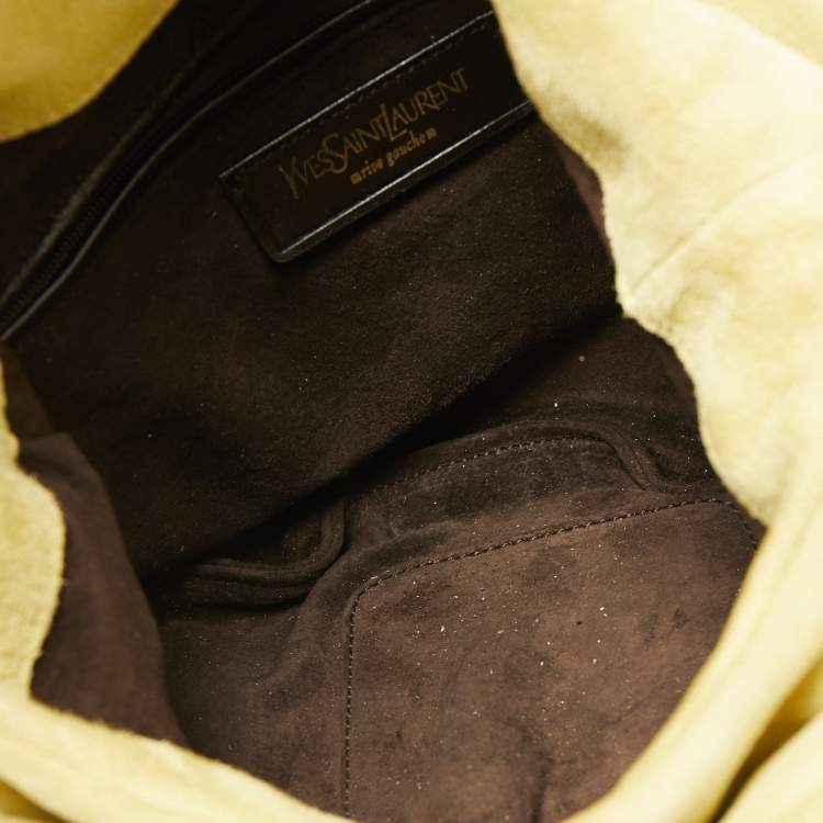 Pre Owned Yves Saint Laurent Mustard Yellow Suede Petal Nadja Hobo