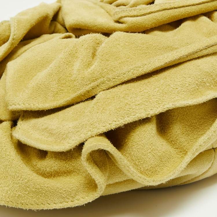 Pre Owned Yves Saint Laurent Mustard Yellow Suede Petal Nadja Hobo