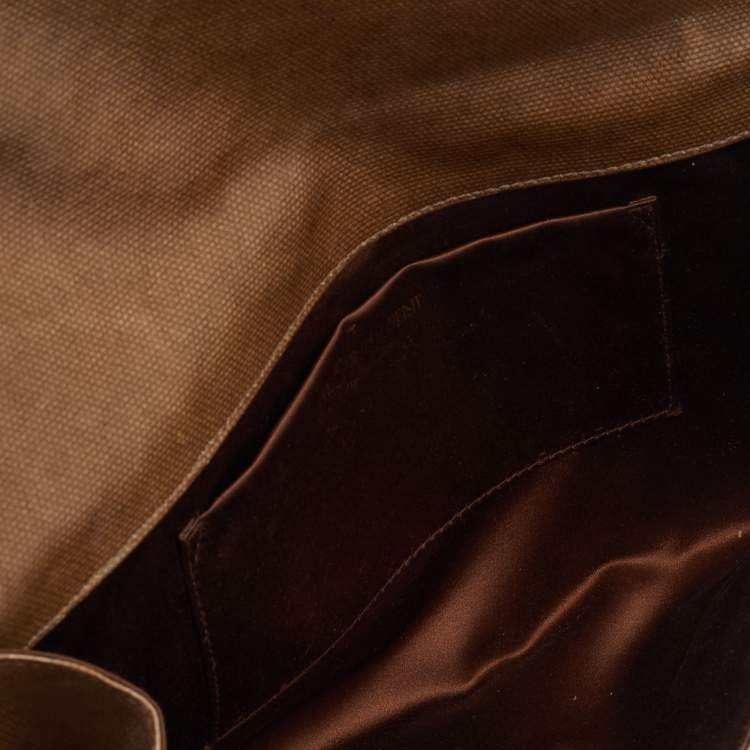 Pre Owned Yves Saint Laurent Brown Coated Canvas Belle De Jour Flap Clutch