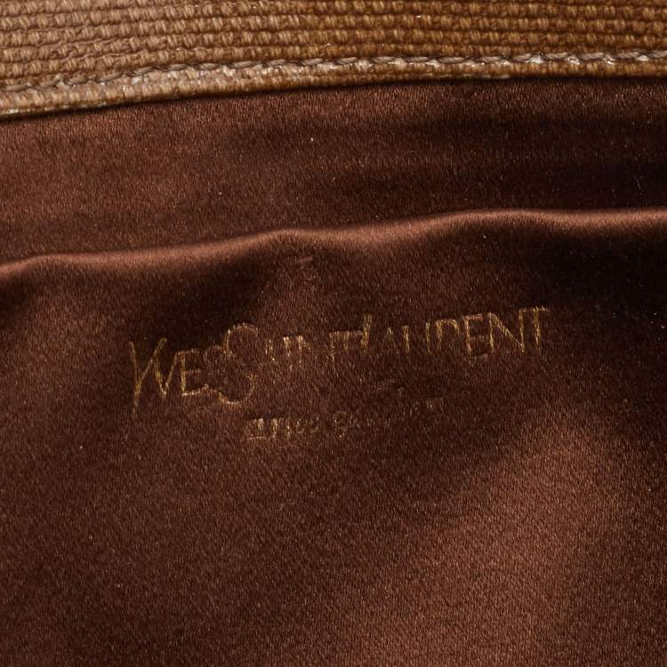 Pre Owned Yves Saint Laurent Brown Coated Canvas Belle De Jour Flap Clutch