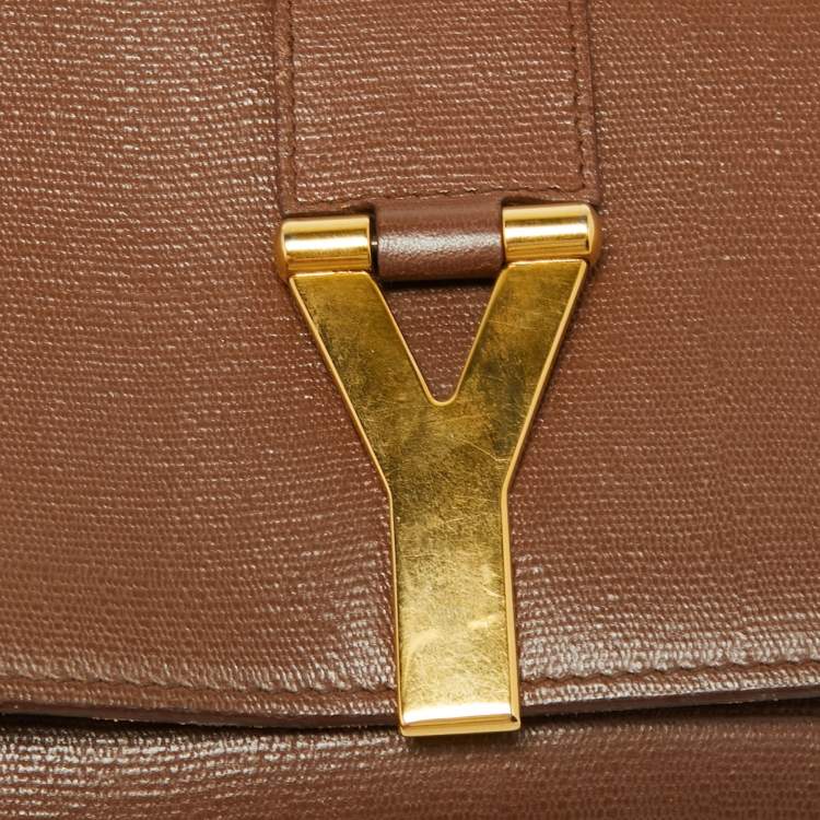 Pre Owned Saint Laurent Brown Leather Large Chyc Clutch