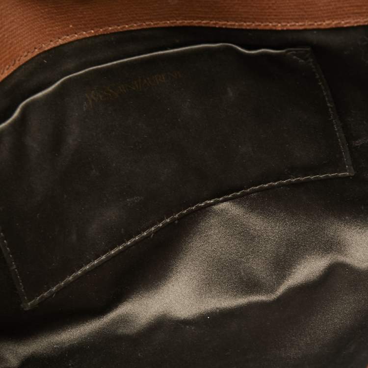 Pre Owned Saint Laurent Brown Leather Large Chyc Clutch