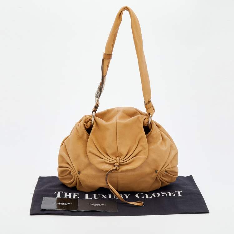 Pre Owned Yves Saint Laurent By Tom Ford Tan Leather Gathered Shoulder Bag
