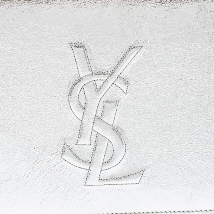 مملوكة مسبقًا Yves Saint Laurent Silver Glossy Leather Belle De Jour Flap Clutch