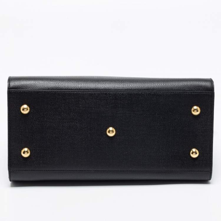Pre Owned Yves Saint Laurent Black Textured Leather Small Cabas Chyc Tote