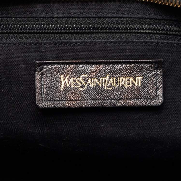 Pre Owned Yves Saint Laurent Black Textured Leather Small Cabas Chyc Tote