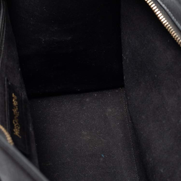 Pre Owned Yves Saint Laurent Black Textured Leather Small Cabas Chyc Tote