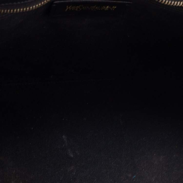Pre Owned Yves Saint Laurent Black Textured Leather Small Cabas Chyc Tote