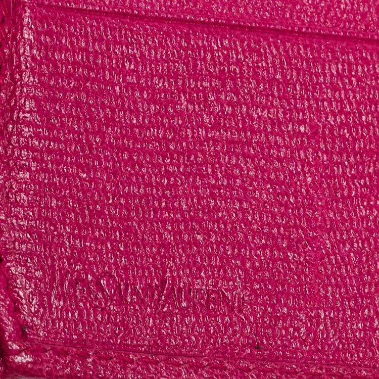 Pre Owned Yves Saint Laurent Fuchsia Leather Y Line Flap Continental Wallet