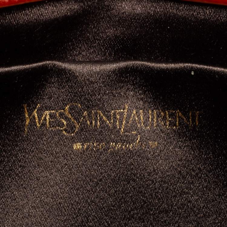 Pre Owned Yves Saint Laurent Cinnamon Brown Patent Leather Belle De Jour Flap Clutch