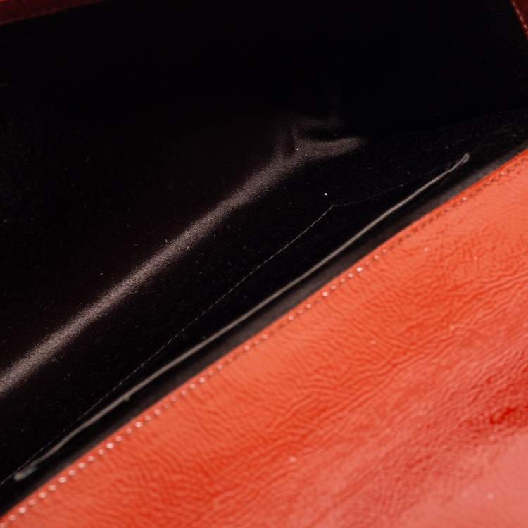 Pre Owned Yves Saint Laurent Cinnamon Brown Patent Leather Belle De Jour Flap Clutch