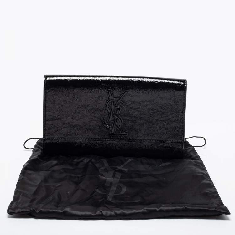 Pre Owned Yves Saint Laurent Black Patent Leather Belle De Jour Flap Clutch