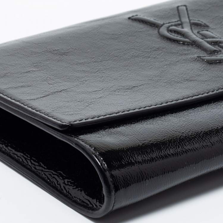 Pre Owned Yves Saint Laurent Black Patent Leather Belle De Jour Flap Clutch
