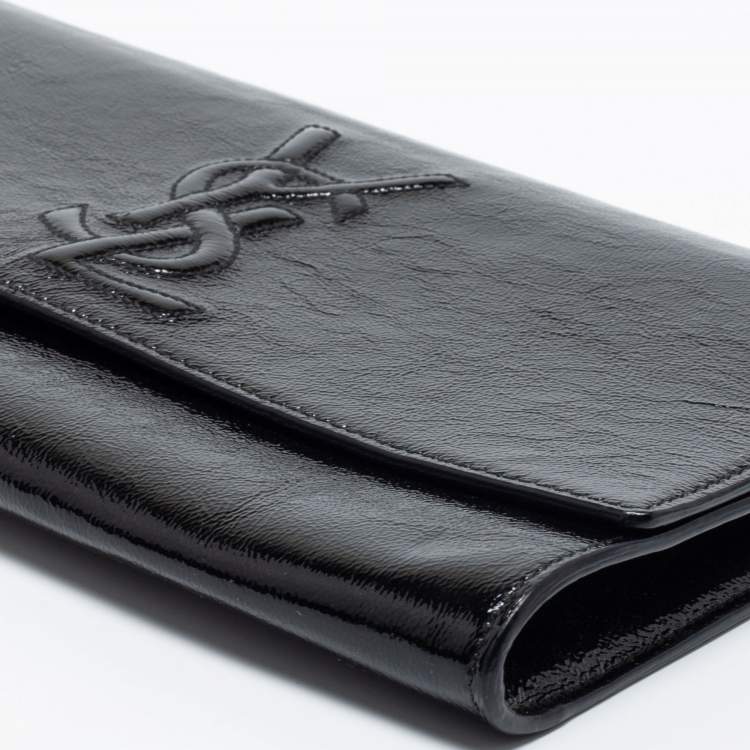 Pre Owned Yves Saint Laurent Black Patent Leather Belle De Jour Flap Clutch