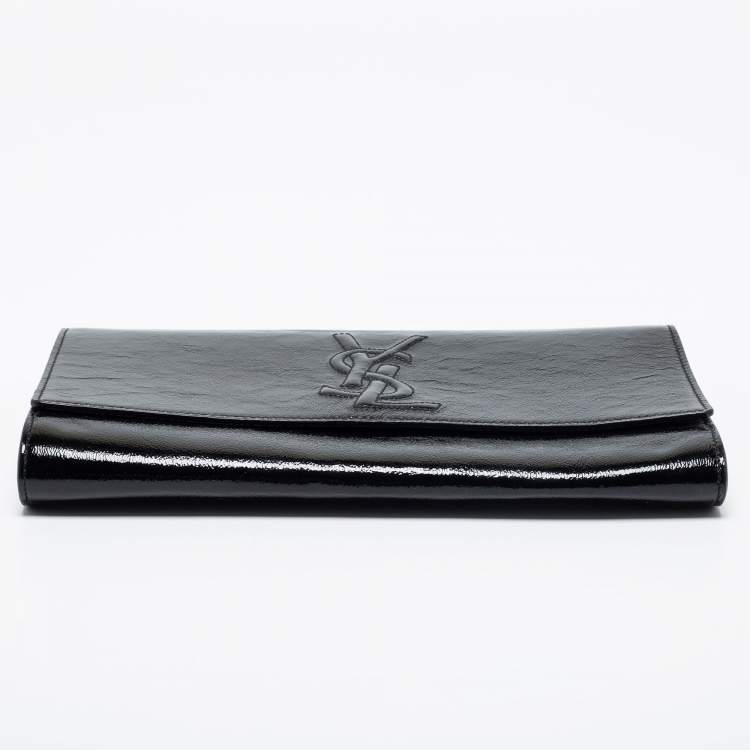 Pre Owned Yves Saint Laurent Black Patent Leather Belle De Jour Flap Clutch