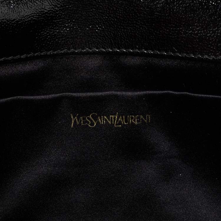 Pre Owned Yves Saint Laurent Black Patent Leather Belle De Jour Flap Clutch