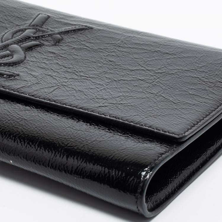 Pre Owned Yves Saint Laurent Black Patent Leather Belle De Jour Flap Clutch