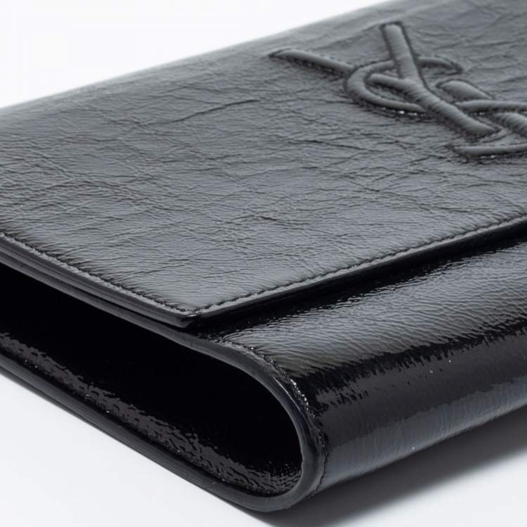 Pre Owned Yves Saint Laurent Black Patent Leather Belle De Jour Flap Clutch
