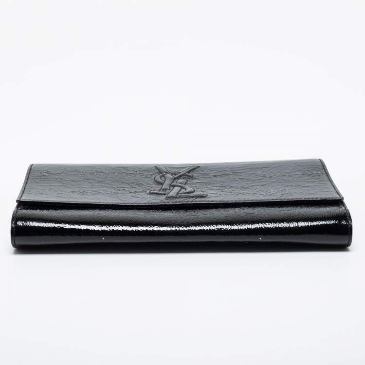 Pre Owned Yves Saint Laurent Black Patent Leather Belle De Jour Flap Clutch