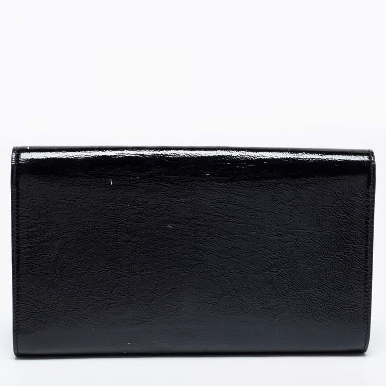 Pre Owned Yves Saint Laurent Black Patent Leather Belle De Jour Flap Clutch