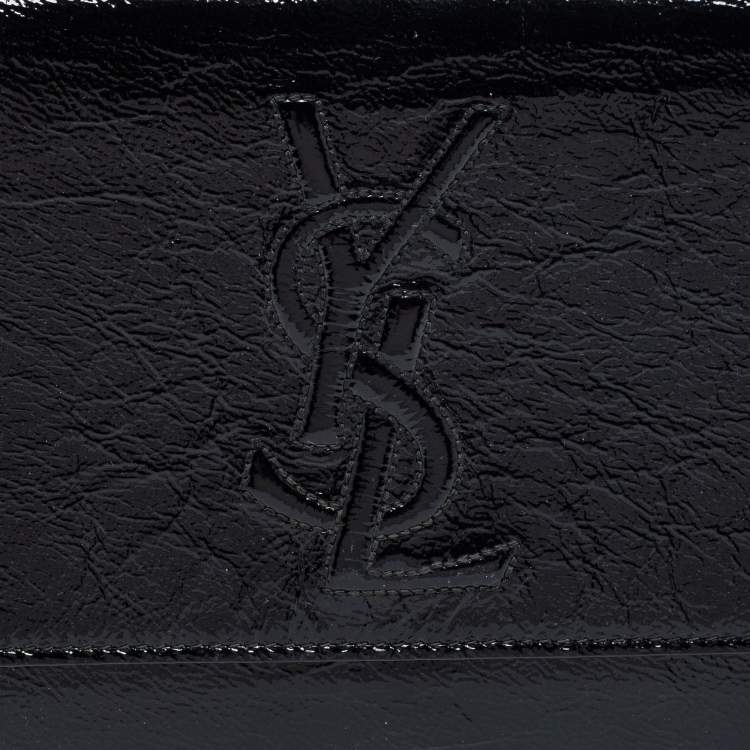 Pre Owned Yves Saint Laurent Black Patent Leather Belle De Jour Flap Clutch