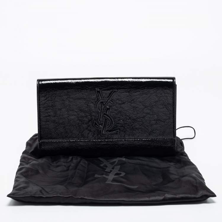 Pre Owned Yves Saint Laurent Black Patent Leather Belle De Jour Flap Clutch