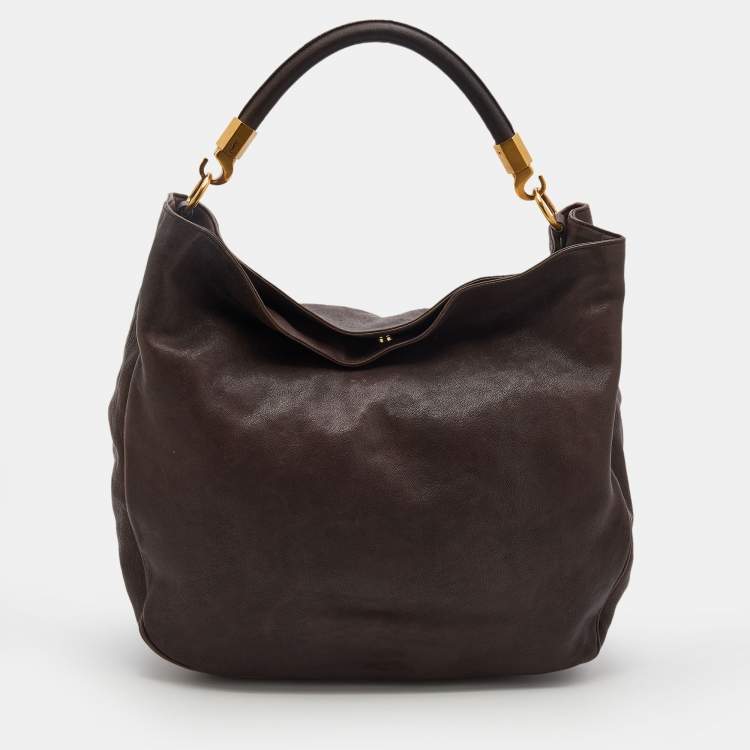 مملوكة مسبقًا Yves Saint Laurent Brown Leather Roady Hobo
