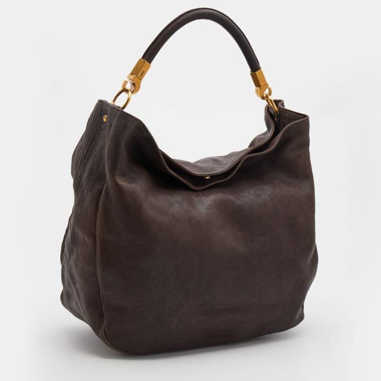 مملوكة مسبقًا Yves Saint Laurent Brown Leather Roady Hobo