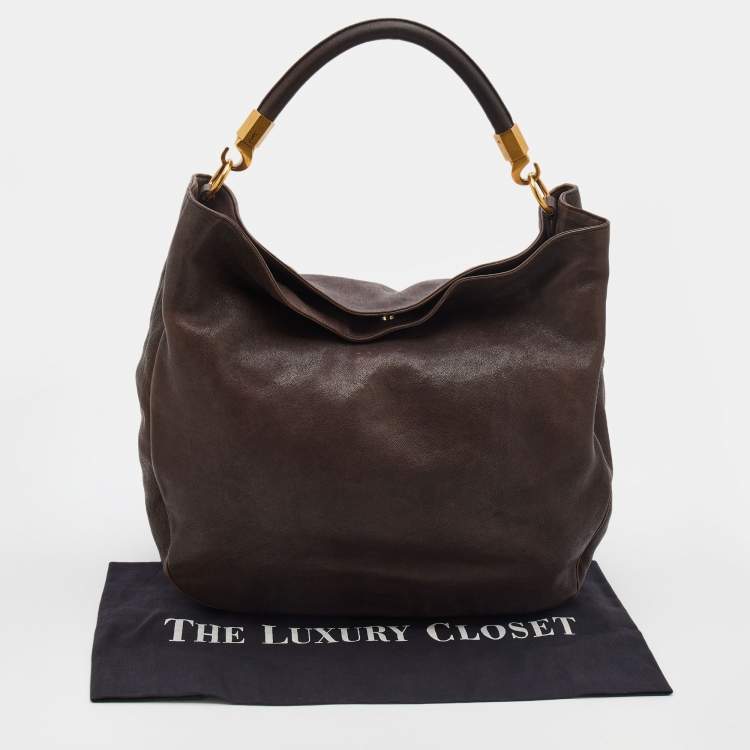 مملوكة مسبقًا Yves Saint Laurent Brown Leather Roady Hobo