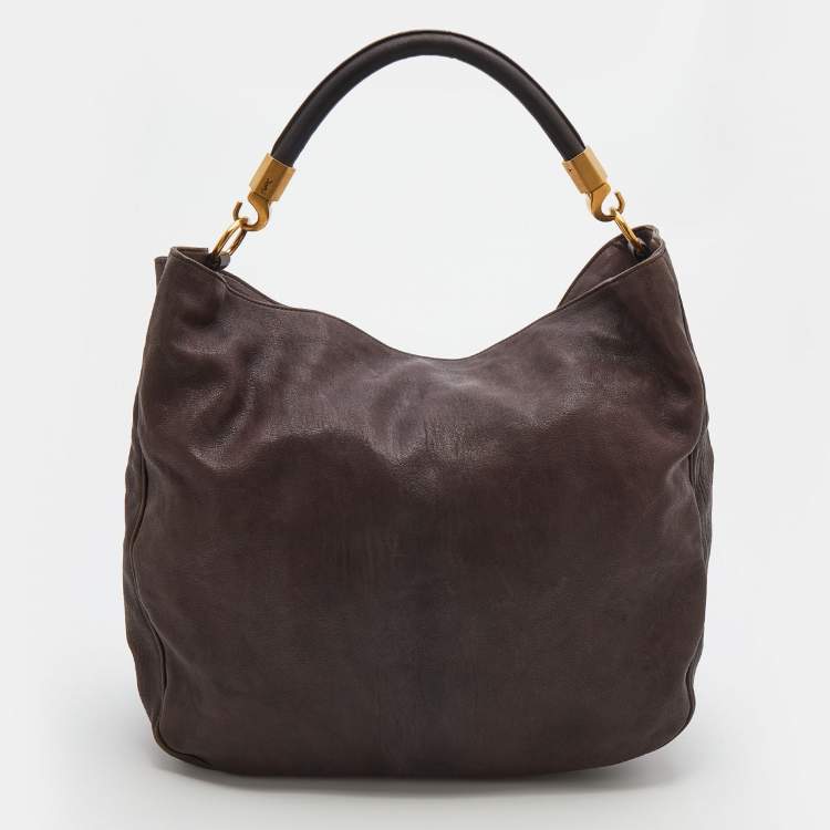 مملوكة مسبقًا Yves Saint Laurent Brown Leather Roady Hobo